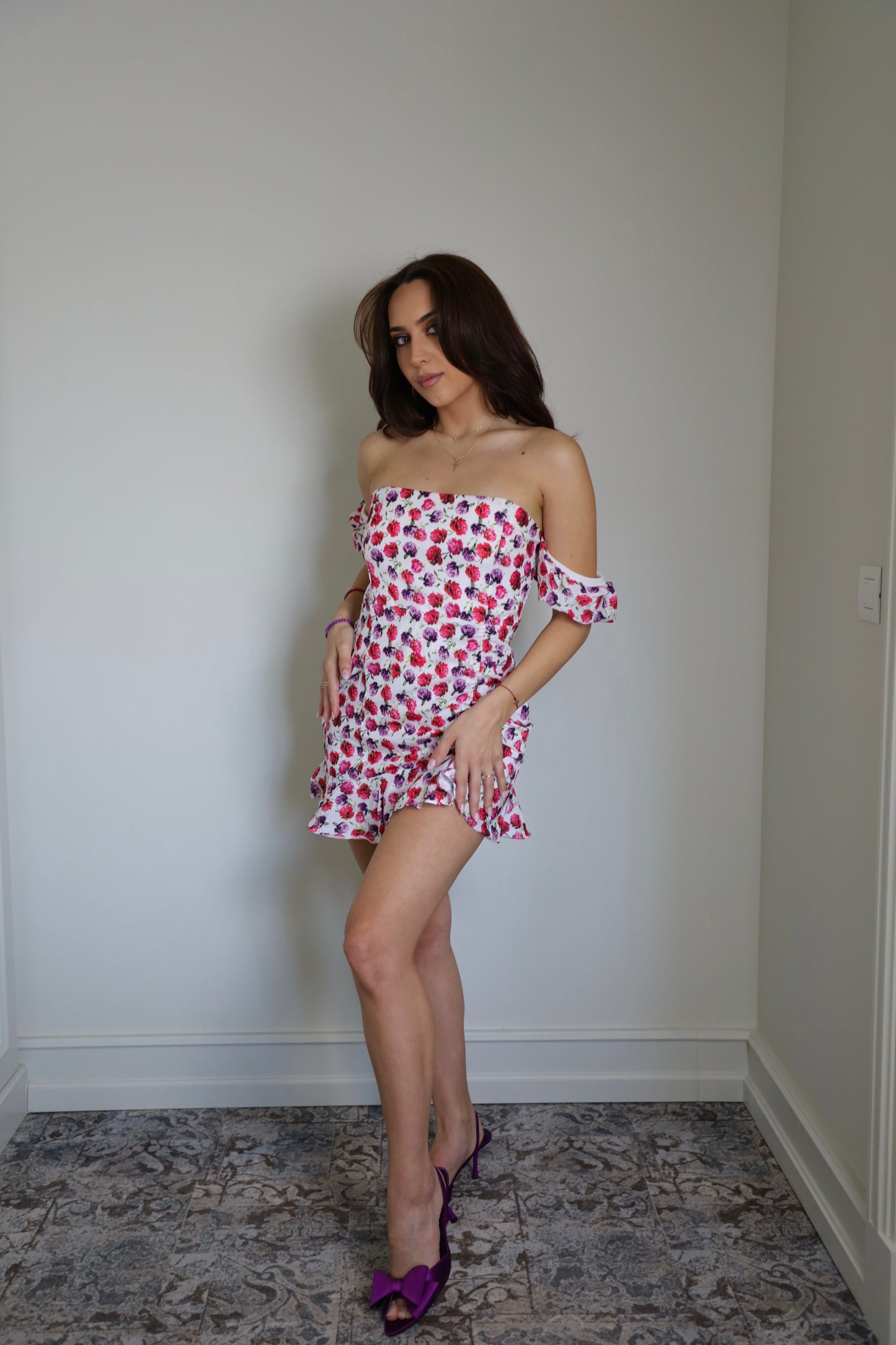 Къса рокля с флорален принт